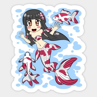 Goldfish Mermaid (Red, White) Sticker